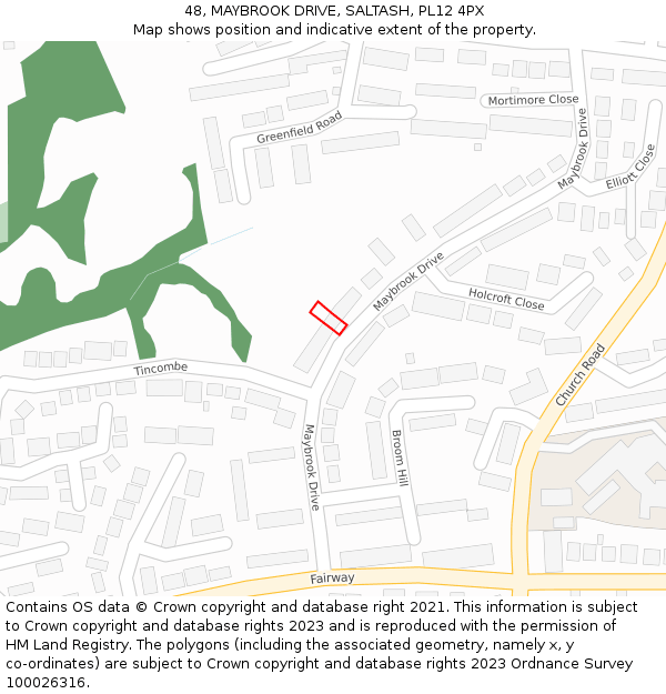 48, MAYBROOK DRIVE, SALTASH, PL12 4PX: Location map and indicative extent of plot