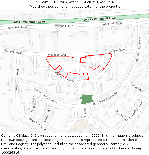 48, MAYFIELD ROAD, WOLVERHAMPTON, WV1 2EA: Location map and indicative extent of plot