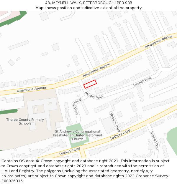 48, MEYNELL WALK, PETERBOROUGH, PE3 9RR: Location map and indicative extent of plot