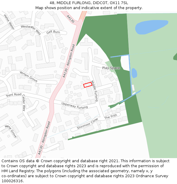 48, MIDDLE FURLONG, DIDCOT, OX11 7SL: Location map and indicative extent of plot