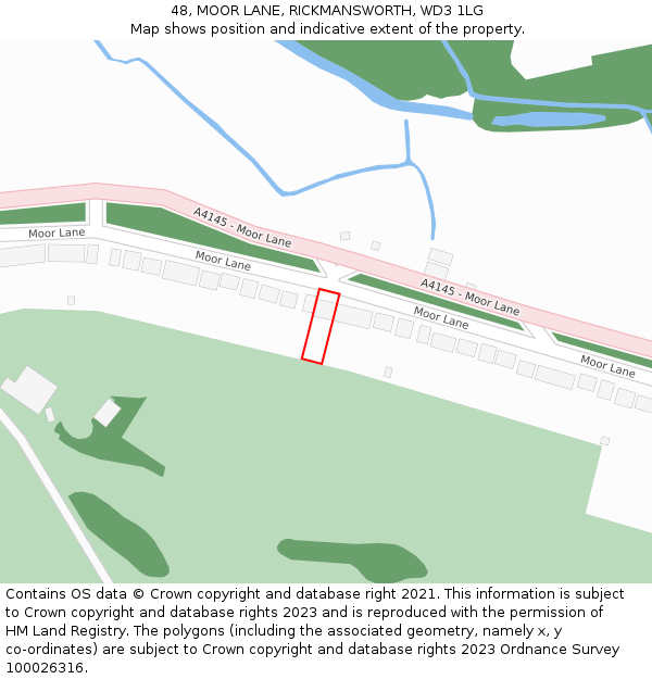 48, MOOR LANE, RICKMANSWORTH, WD3 1LG: Location map and indicative extent of plot