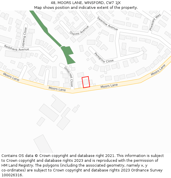 48, MOORS LANE, WINSFORD, CW7 1JX: Location map and indicative extent of plot