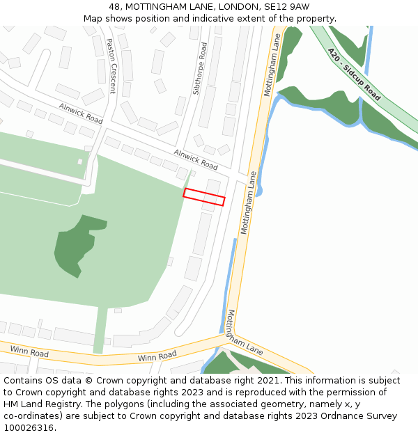 48, MOTTINGHAM LANE, LONDON, SE12 9AW: Location map and indicative extent of plot