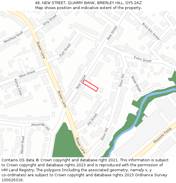 48, NEW STREET, QUARRY BANK, BRIERLEY HILL, DY5 2AZ: Location map and indicative extent of plot