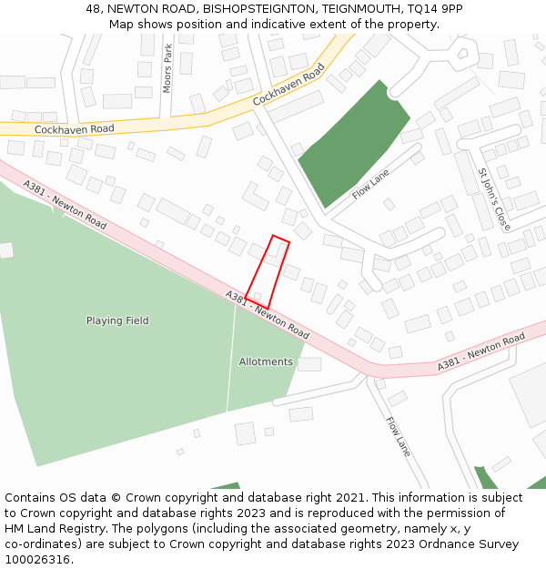 48, NEWTON ROAD, BISHOPSTEIGNTON, TEIGNMOUTH, TQ14 9PP: Location map and indicative extent of plot