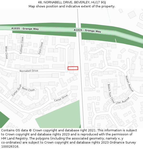 48, NORNABELL DRIVE, BEVERLEY, HU17 9GJ: Location map and indicative extent of plot