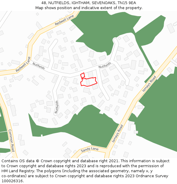 48, NUTFIELDS, IGHTHAM, SEVENOAKS, TN15 9EA: Location map and indicative extent of plot