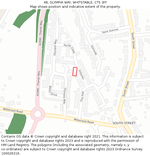 48, OLYMPIA WAY, WHITSTABLE, CT5 3FF: Location map and indicative extent of plot