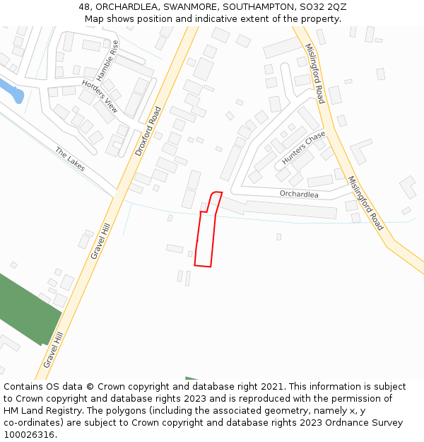 48, ORCHARDLEA, SWANMORE, SOUTHAMPTON, SO32 2QZ: Location map and indicative extent of plot