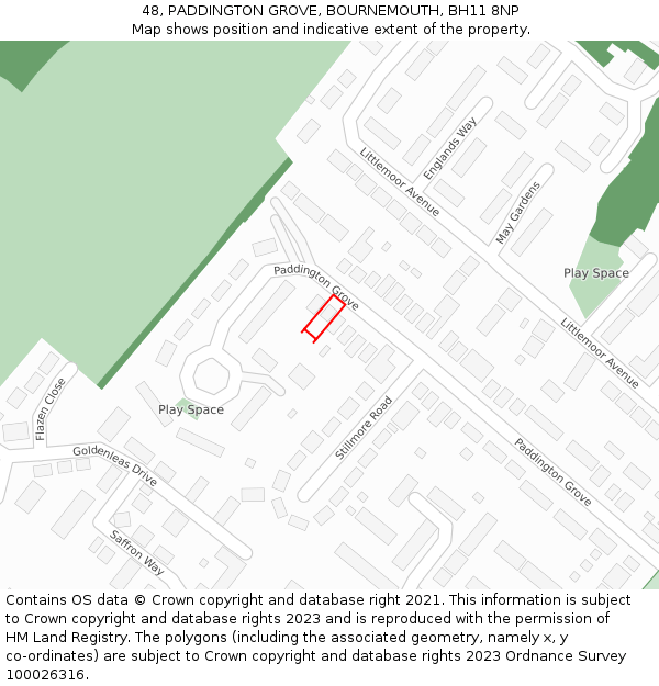 48, PADDINGTON GROVE, BOURNEMOUTH, BH11 8NP: Location map and indicative extent of plot