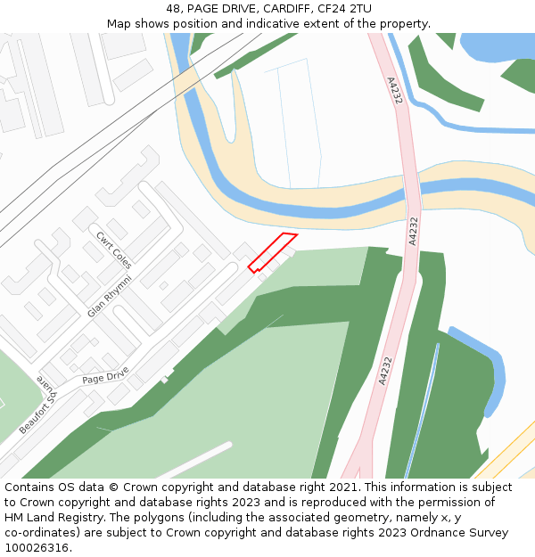 48, PAGE DRIVE, CARDIFF, CF24 2TU: Location map and indicative extent of plot