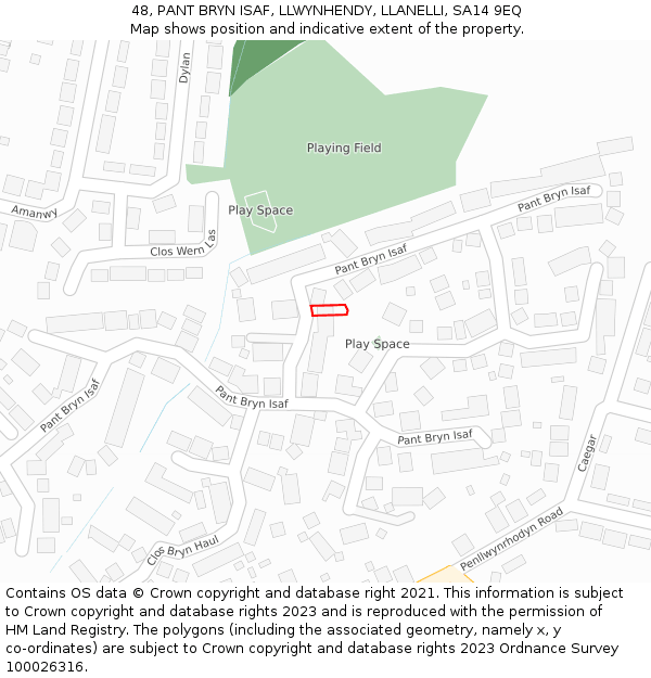 48, PANT BRYN ISAF, LLWYNHENDY, LLANELLI, SA14 9EQ: Location map and indicative extent of plot