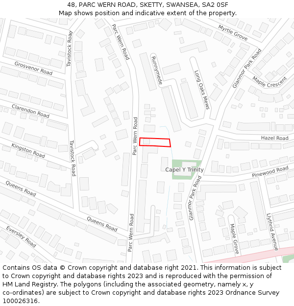 48, PARC WERN ROAD, SKETTY, SWANSEA, SA2 0SF: Location map and indicative extent of plot