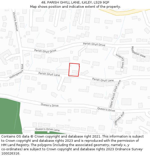 48, PARISH GHYLL LANE, ILKLEY, LS29 9QP: Location map and indicative extent of plot