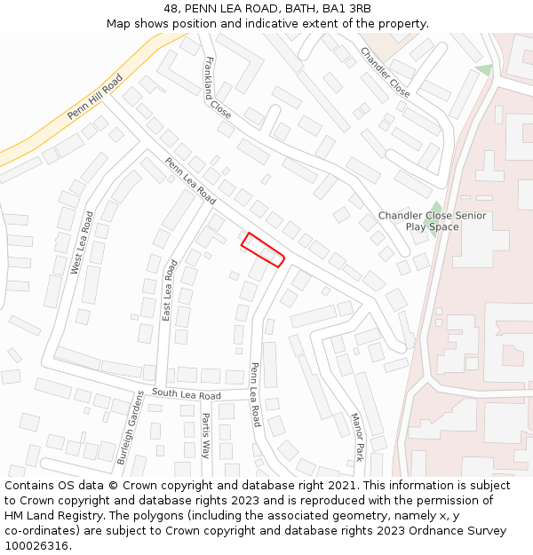 48, PENN LEA ROAD, BATH, BA1 3RB: Location map and indicative extent of plot