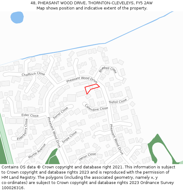 48, PHEASANT WOOD DRIVE, THORNTON-CLEVELEYS, FY5 2AW: Location map and indicative extent of plot