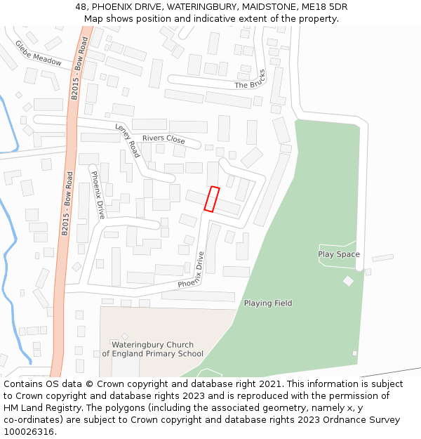 48, PHOENIX DRIVE, WATERINGBURY, MAIDSTONE, ME18 5DR: Location map and indicative extent of plot