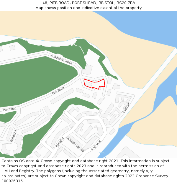 48, PIER ROAD, PORTISHEAD, BRISTOL, BS20 7EA: Location map and indicative extent of plot