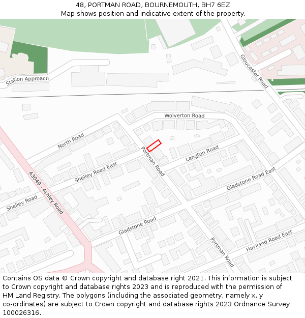 48, PORTMAN ROAD, BOURNEMOUTH, BH7 6EZ: Location map and indicative extent of plot