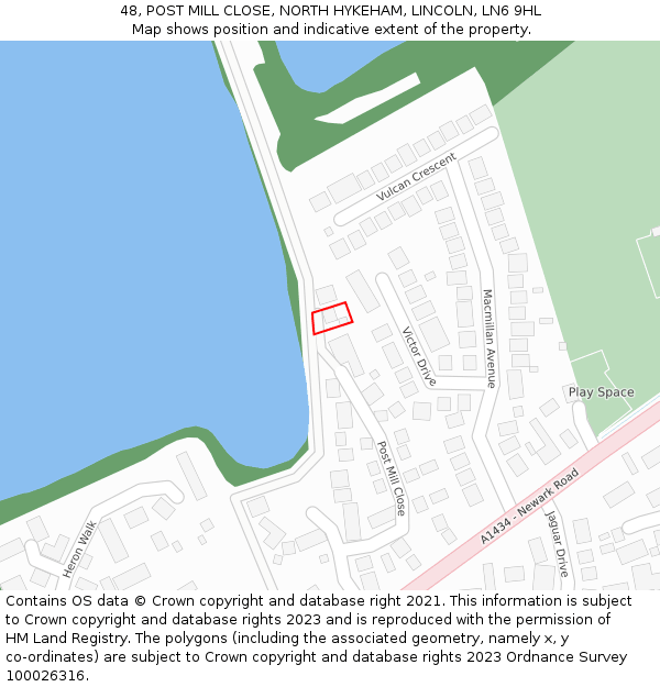 48, POST MILL CLOSE, NORTH HYKEHAM, LINCOLN, LN6 9HL: Location map and indicative extent of plot