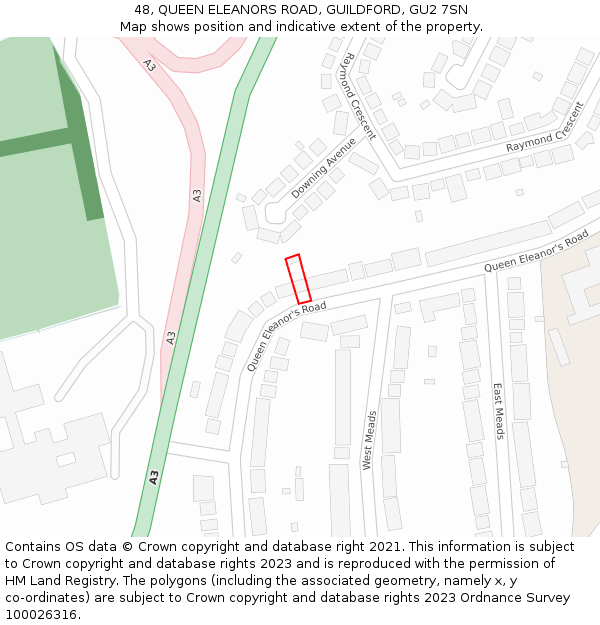 48, QUEEN ELEANORS ROAD, GUILDFORD, GU2 7SN: Location map and indicative extent of plot