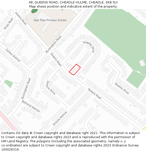48, QUEENS ROAD, CHEADLE HULME, CHEADLE, SK8 5LY: Location map and indicative extent of plot