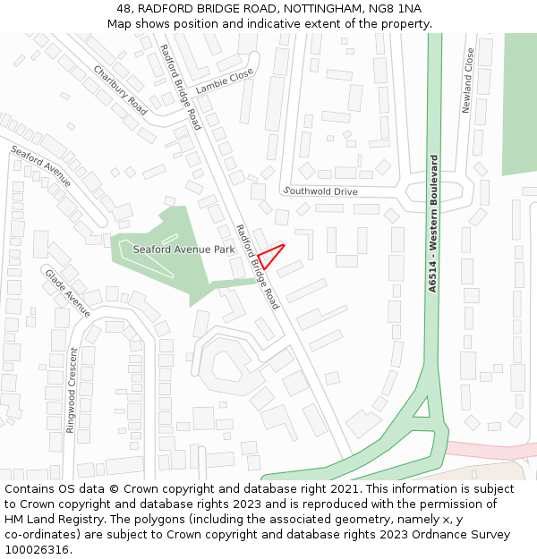 48, RADFORD BRIDGE ROAD, NOTTINGHAM, NG8 1NA: Location map and indicative extent of plot