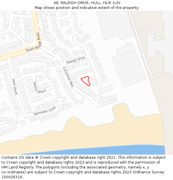 48, RALEIGH DRIVE, HULL, HU9 1UN: Location map and indicative extent of plot