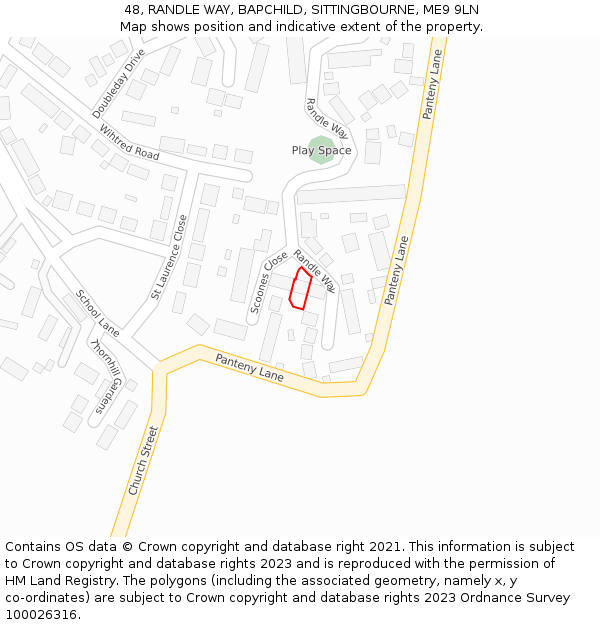 48, RANDLE WAY, BAPCHILD, SITTINGBOURNE, ME9 9LN: Location map and indicative extent of plot