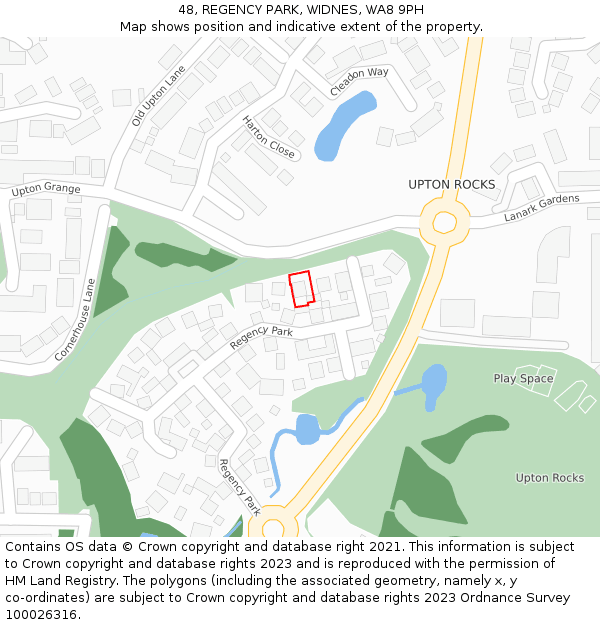 48, REGENCY PARK, WIDNES, WA8 9PH: Location map and indicative extent of plot