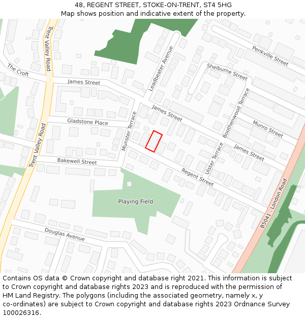 48, REGENT STREET, STOKE-ON-TRENT, ST4 5HG: Location map and indicative extent of plot