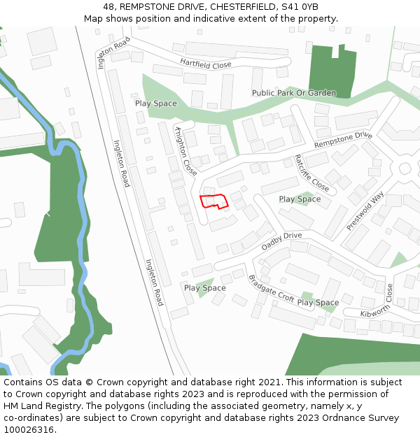 48, REMPSTONE DRIVE, CHESTERFIELD, S41 0YB: Location map and indicative extent of plot