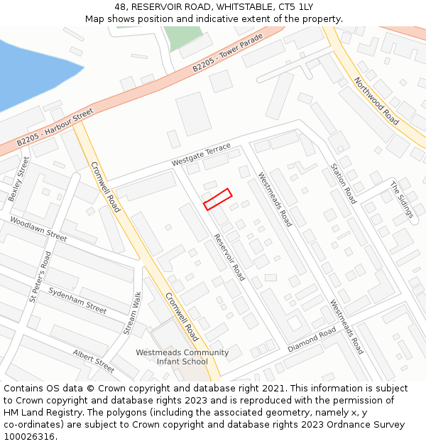 48, RESERVOIR ROAD, WHITSTABLE, CT5 1LY: Location map and indicative extent of plot