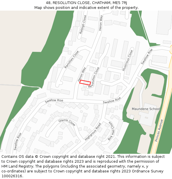 48, RESOLUTION CLOSE, CHATHAM, ME5 7RJ: Location map and indicative extent of plot