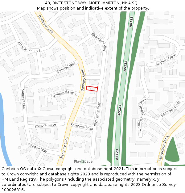 48, RIVERSTONE WAY, NORTHAMPTON, NN4 9QH: Location map and indicative extent of plot