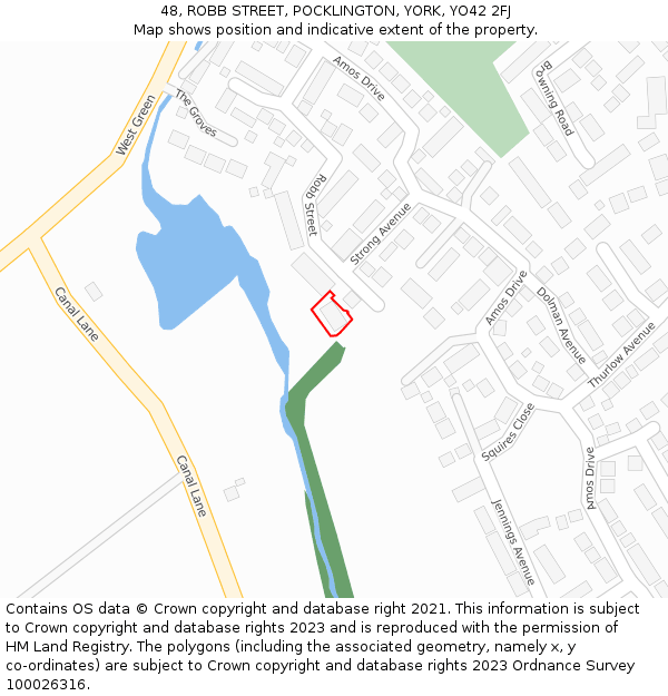 48, ROBB STREET, POCKLINGTON, YORK, YO42 2FJ: Location map and indicative extent of plot