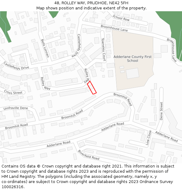 48, ROLLEY WAY, PRUDHOE, NE42 5FH: Location map and indicative extent of plot