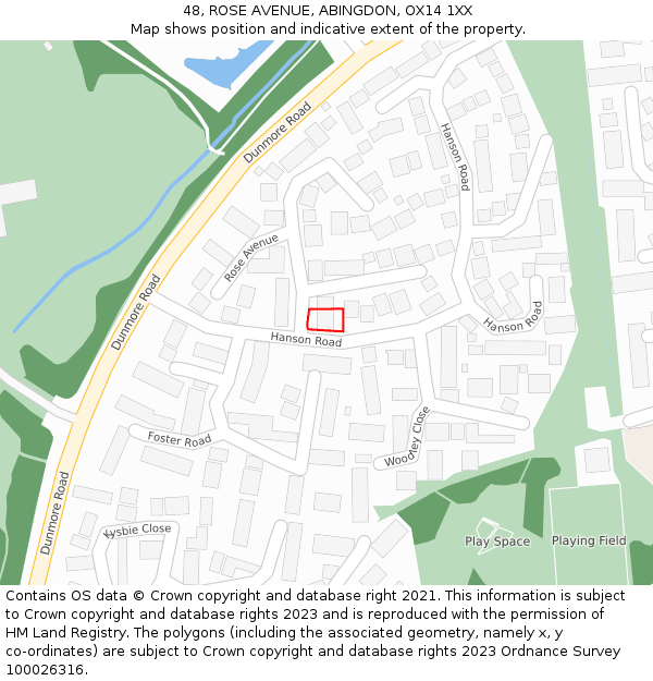 48, ROSE AVENUE, ABINGDON, OX14 1XX: Location map and indicative extent of plot