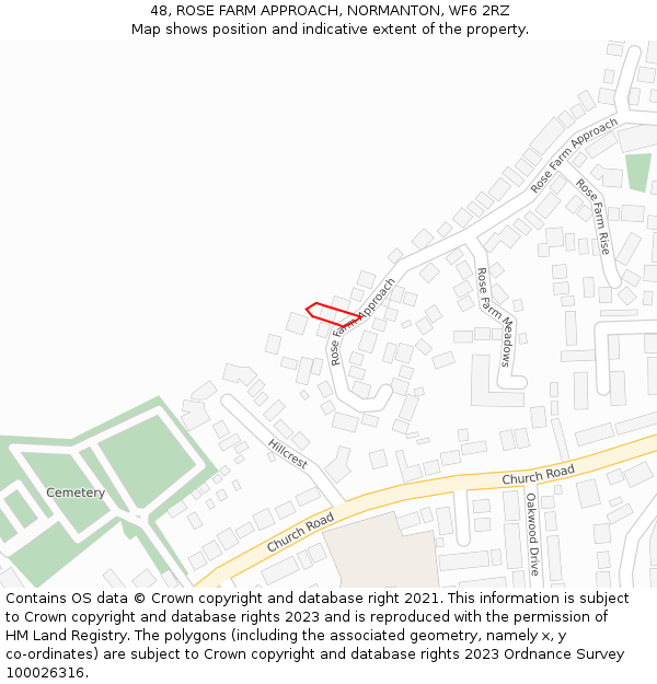 48, ROSE FARM APPROACH, NORMANTON, WF6 2RZ: Location map and indicative extent of plot