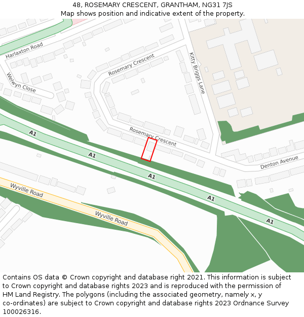 48, ROSEMARY CRESCENT, GRANTHAM, NG31 7JS: Location map and indicative extent of plot