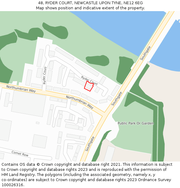 48, RYDER COURT, NEWCASTLE UPON TYNE, NE12 6EG: Location map and indicative extent of plot