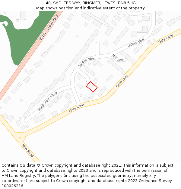 48, SADLERS WAY, RINGMER, LEWES, BN8 5HG: Location map and indicative extent of plot