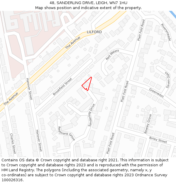 48, SANDERLING DRIVE, LEIGH, WN7 1HU: Location map and indicative extent of plot