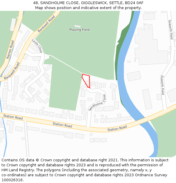 48, SANDHOLME CLOSE, GIGGLESWICK, SETTLE, BD24 0AF: Location map and indicative extent of plot