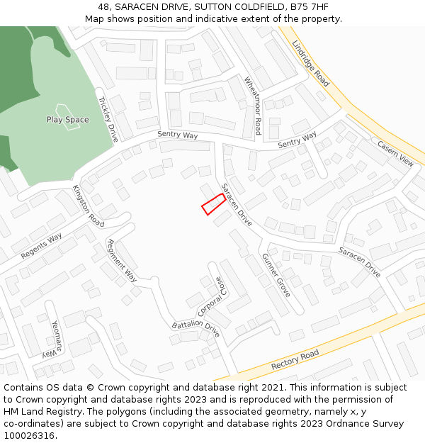 48, SARACEN DRIVE, SUTTON COLDFIELD, B75 7HF: Location map and indicative extent of plot