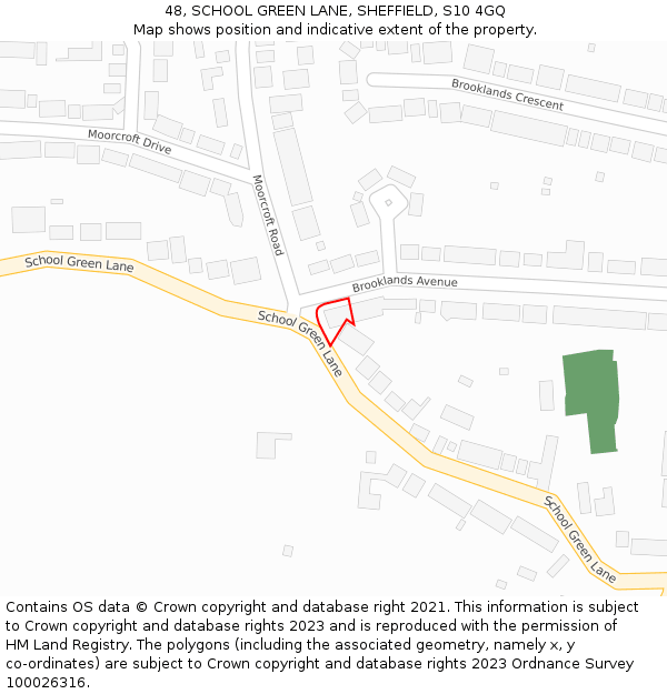 48, SCHOOL GREEN LANE, SHEFFIELD, S10 4GQ: Location map and indicative extent of plot