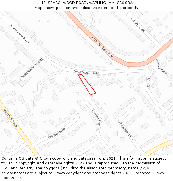 48, SEARCHWOOD ROAD, WARLINGHAM, CR6 9BA: Location map and indicative extent of plot
