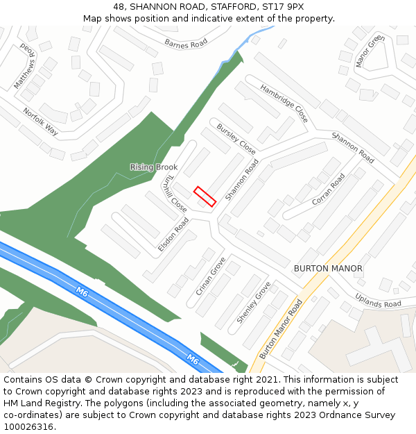 48, SHANNON ROAD, STAFFORD, ST17 9PX: Location map and indicative extent of plot