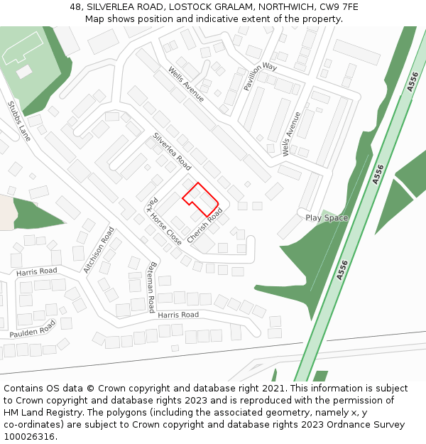 48, SILVERLEA ROAD, LOSTOCK GRALAM, NORTHWICH, CW9 7FE: Location map and indicative extent of plot