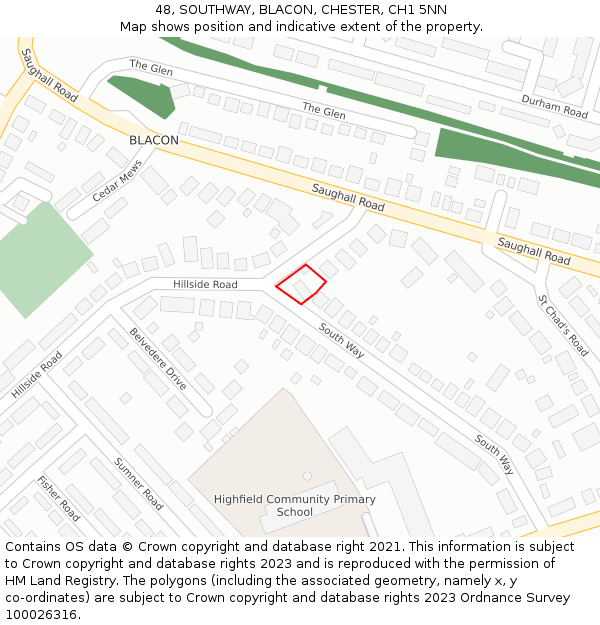 48, SOUTHWAY, BLACON, CHESTER, CH1 5NN: Location map and indicative extent of plot